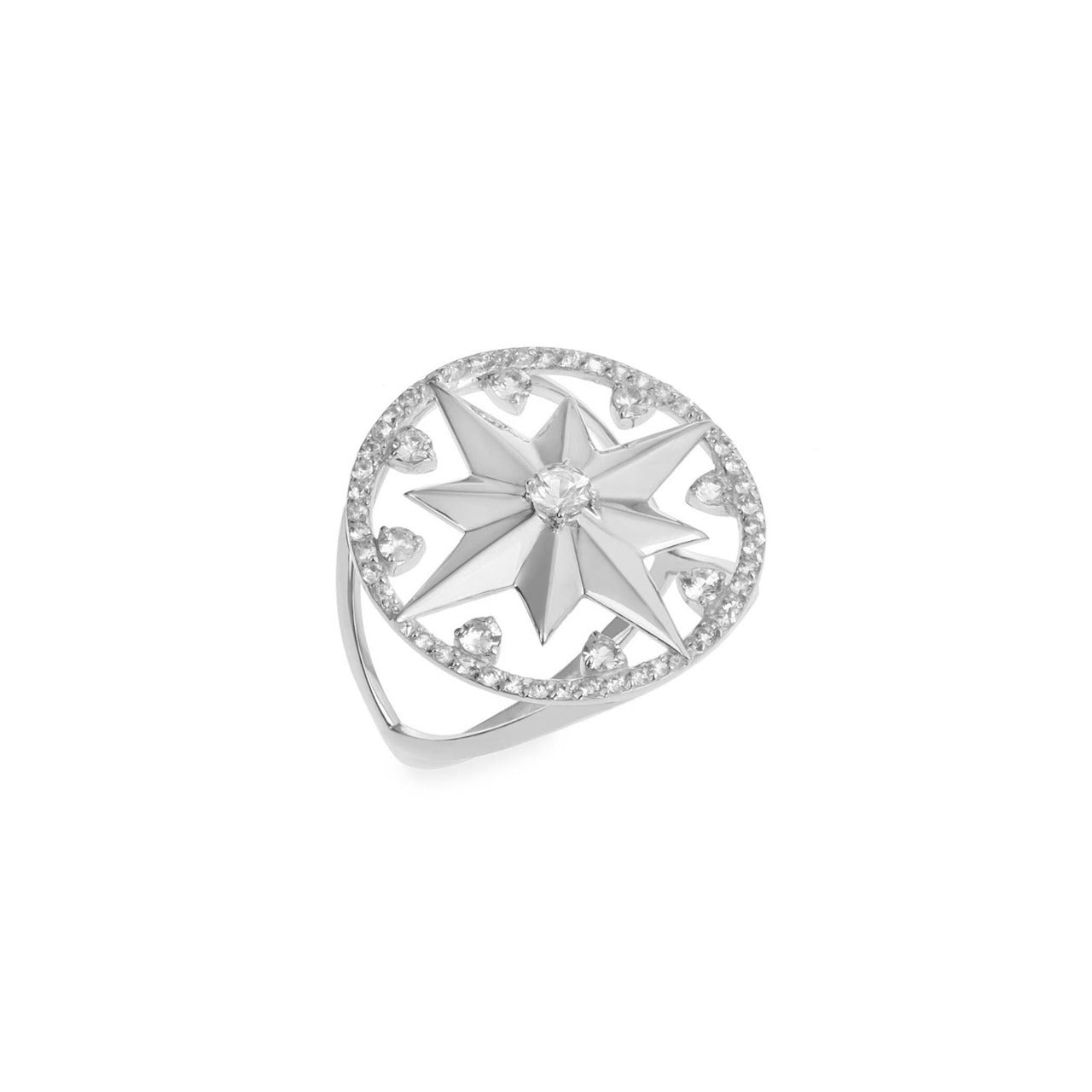 Anel Wind Rose Ouro Branco