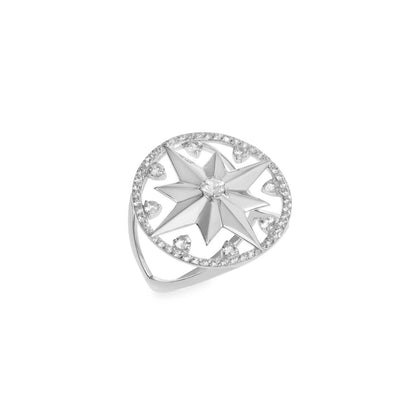 Anel Wind Rose Ouro Branco